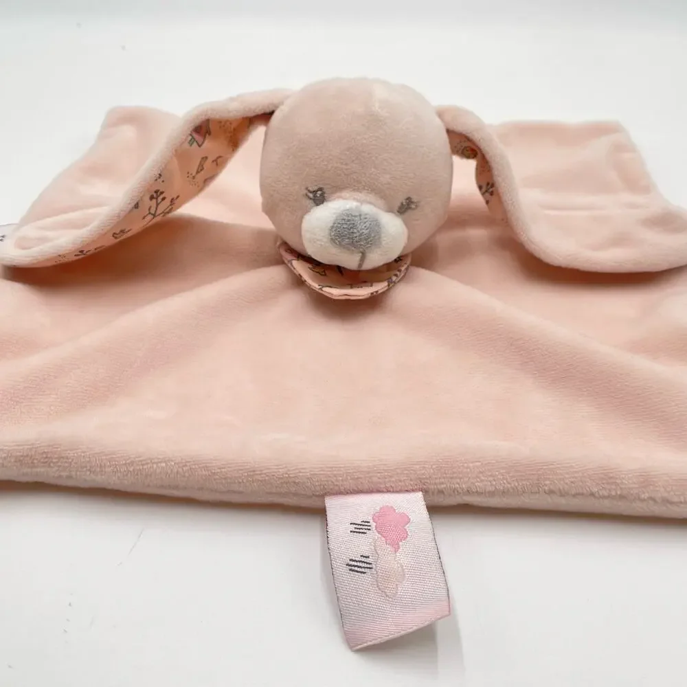 Bout'Chou Pink Puppy Dog My Little Bird Hankerchief Lovey Finger Puppet Blanket